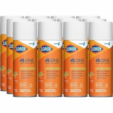 CloroxPro&amp;trade; 4 in One Disinfectant &amp; Sanitizer - 14 fl oz (0.4 quart) - Fresh Citrus Scent - 12 / Carton
