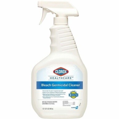 Clorox Healthcare Bleach Germicidal Cleaner - Ready-To-Use - 32 fl oz (1 quart)Bottle - 180 / Bundle - White, Clear