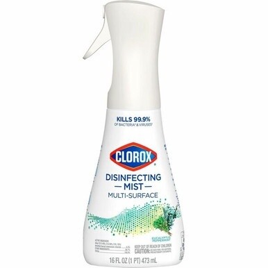 Clorox Disinfecting, Sanitizing, and Antibacterial Mist - 16 fl oz (0.5 quart) - Eucalyptus Peppermint Scent - 1 Each - White