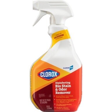 CloroxPro Disinfecting Bio Stain &amp; Odor Remover Spray - Ready-To-Use - 32 fl oz (1 quart) - 1 Each - Translucent