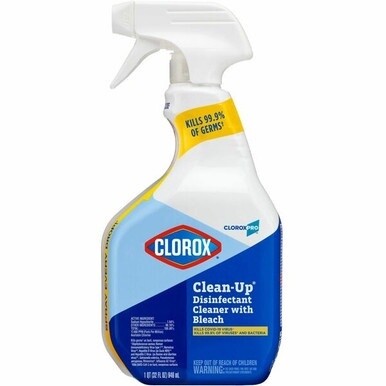 CloroxPro&amp;trade; Clean-Up Disinfectant Cleaner with Bleach - Ready-To-Use - 32 fl oz (1 quart) - 432 / Pallet - Clear