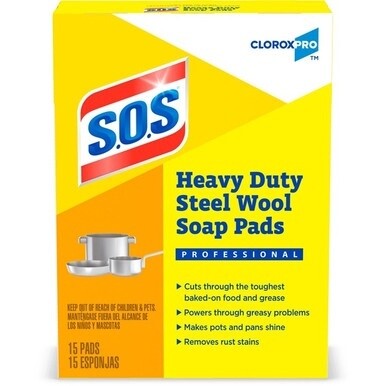 S.O.S Steal Wool Soap Pads - 4&quot; Length x 5&quot; Width - 15 / Box - Blue