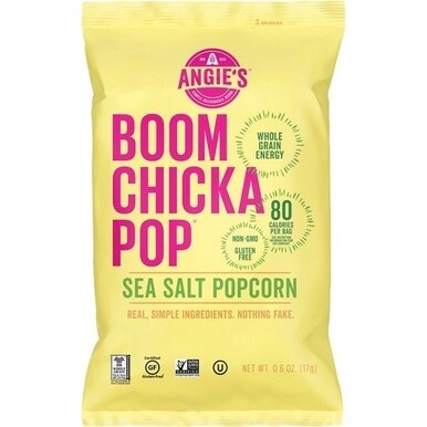 Angie&#39;s BOOMCHICKAPOP Popcorn - Non-GMO, Gluten-free - Sea Salt - 1 oz - 24 / Carton