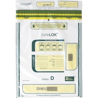 ControlTek SafeLOK Tamper-Evident Deposit Bags - 12&quot; Width x 16&quot; Length - Seal Closure - Clear - 100/Pack - Cash, Deposit, Note, Bill