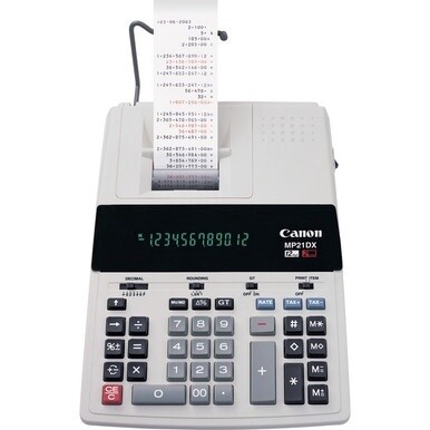 Canon MP21DX Color Printing Calculator - Heavy Duty, Paper Holder, Easy-to-read Display, Round Down, Round Off, Round Up, Sign Change, Item Count, 4-Key Memory, Decimal Point Selector Switch - AC Supp