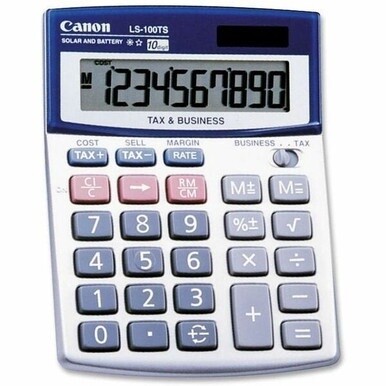 Canon LS100TS Desktop Calculator - Auto Power Off - 10 Digits - LCD - Battery/Solar Powered - 4&quot; x 5.3&quot; x 1.2&quot; - 1 Each