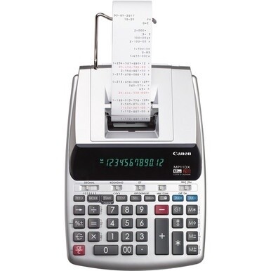 Canon MP11DX 2-Color Printing Calculator - Dual Color Print - Clock, Calendar, Built-in Memory, Date/Time Display - 12 Digits - 3.1&quot; x 8.2&quot; x 12&quot; - Silver - 1 Each