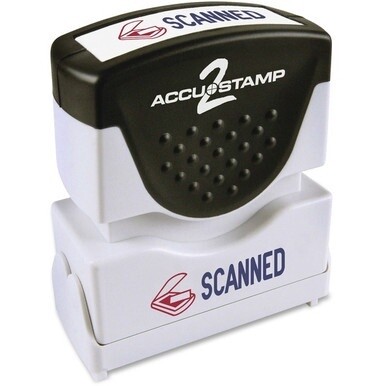 COSCO 2-Color Shutter Stamp - Message Stamp - "SCANNED" - 0.50" Impression Width - 20000 Impression(s) - Blue, Red - Rubber, Plastic - 1 Each