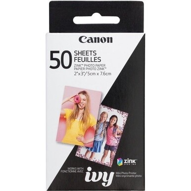Canon ZINK Photo Paper - 2&quot; x 3&quot; - Glossy - 1 Each - 50 Sheets - Smudge-free, Water Resistant, Tear Resistant - White