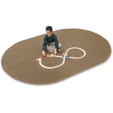 Carpets for Kids Mt. St. Helens Carpet Rug - 108&quot; Length x 72&quot; Width - Oval - Tan - Nylon