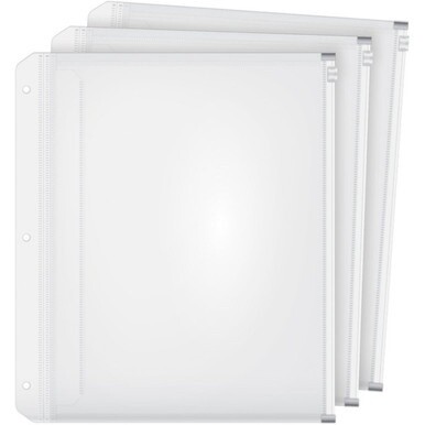 Cardinal Expanding Zipper Binder Pockets - 11.8&quot; Height x 0.3&quot; Width x 10.5&quot; Length - 0.50&quot; Maximum Capacity - 100 x Sheet Capacity - For Letter 8 1/2&quot; x 11&quot; Sheet - Ring Binder - Rectangular - Clear 