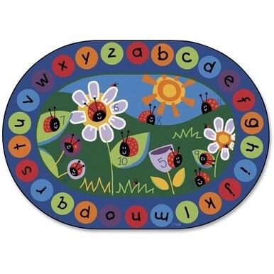 Carpets for Kids Ladybug Circletime Rug - 113&quot; Length x 81&quot; Width - Oval - Ladybug, Alphabet, Number