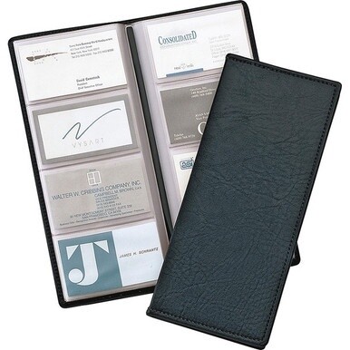 Cardinal Sewn 96 Card File - 96 Capacity - 4.25&quot; Width x 10.38&quot; Length - Black Vinyl Cover