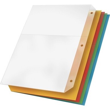 Cardinal Ring Binder Poly Pockets - 11.3&quot; Height x 0.4&quot; Width x 9.8&quot; Length - 40 x Sheet Capacity - For Letter 8 1/2&quot; x 11&quot; Sheet - Ring Binder - Assorted - Polypropylene - 5 / Pack