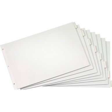 Cardinal Insertable Index Dividers - 8 x Divider(s) - Blank Tab(s) - 8 Tab(s)/Set - 17.5&quot; Divider Width x 11.50&quot; Divider Length - Tabloid - 11&quot; Width x 17&quot; Length - White Paper Divider - Clear Tab(s) 