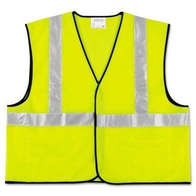 Class 2 Safety Vest, Polyester, X-Large, Fluorescent Lime with Silver Stripe