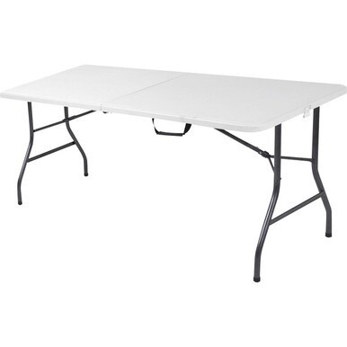 Cosco 6 foot Centerfold Blow Molded Folding Table - For - Table TopRectangle Top - Folding Base x 29.63&quot; Table Top Width x 72&quot; Table Top Depth - 29.25&quot; Height - White - 1 Each