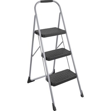 Cosco Ultra-Thin 3-Step Ladder - 3 Step - 200 lb Load Capacity52.8&quot; - Black, Platinum