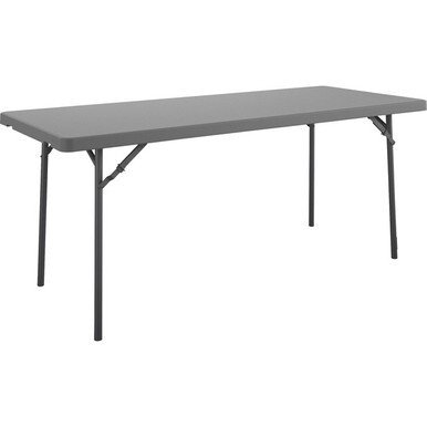 Cosco Zown Corner Blow Mold Large Folding Table - 4 Legs - 4&quot; Table Top Length x 60&quot; Table Top Width - 29.25&quot; Height - Gray - High-density Polyethylene (HDPE), Resin - 1 Each