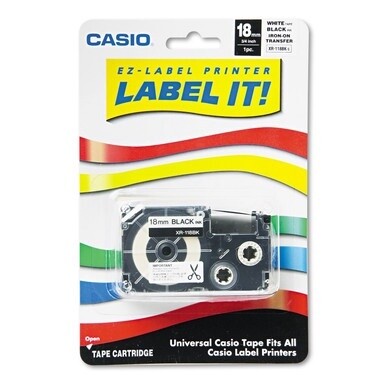 Label Printer Iron-On Transfer Tape, 0.75&quot; x 26 ft, Black on White