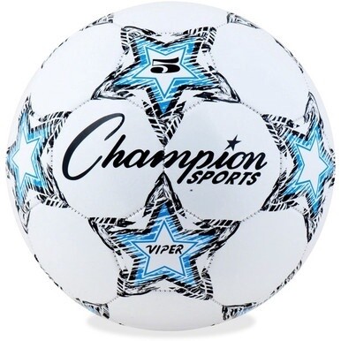 Champion Sports Viper Soccer Ball Size 5 - 8.75&quot; - Size 5 - Thermoplastic Polyurethane (TPU) - Blue, Black, White - 1  Each