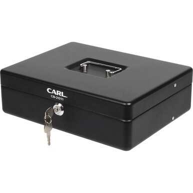 CARL Bill Slots Steel Security Cash Box - 4 Bill - 5 Coin - Steel - Black - 3.5&quot; Height x 10&quot; Width x 7&quot; Depth