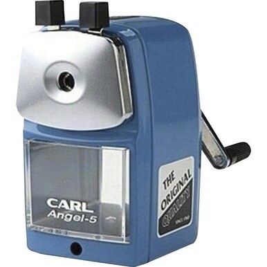 CARL Angel-5 Pencil Sharpener - Desktop - 5&quot; Height x 2.8&quot; Width - Steel, Aluminum - Blue - 1 Each