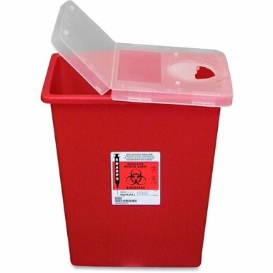 Covidien Kendall Sharps Containers with Hinged Lid - 8 gal Capacity - 17.5&quot; Height x 15.5&quot; Width x 11&quot; Depth - Red - 1 Each