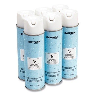 Air Freshener Aerosol, Tropical Breeze, 10 oz Aerosol Spray, 6/Carton
