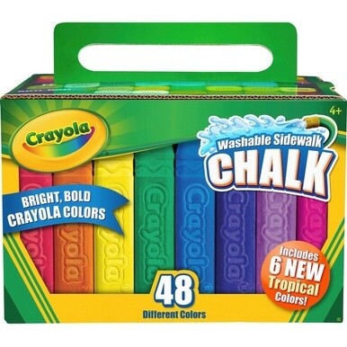 Crayola Washable Sidewalk Chalk - 4&quot; Length - 0.9&quot; Diameter - Assorted - 48 / Box - Roll Stop, Washable