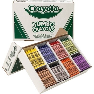 Crayola 8-Color Jumbo Crayon Classpack - 5&quot; Length - 0.5&quot; Diameter - Assorted - 200 / Box