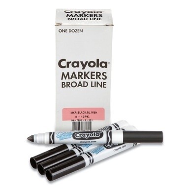 Broad Line Washable Markers, Broad Bullet Tip, Black, 12/Box