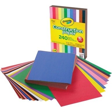 Crayola Construction Paper - Craft Project, School Project, Art - 1.60&quot;Height x 9&quot;Width x 12&quot;Length - 240 / Pack - Assorted