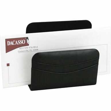 Dacasso Letter Holder - 5&quot; x 2.25&quot; - Leather - Black