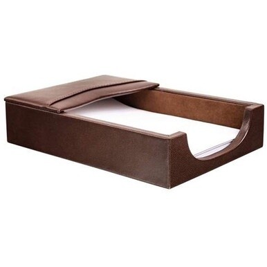 Dacasso Leather Memo Holder - 4&quot; x 6&quot; x - Leather - 1 Each - Brown