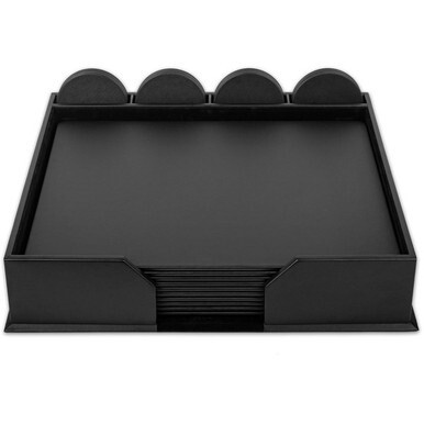 Dacasso Leatherette Conference Room Set - Rectangular - 17&quot; Width - Leatherette, Velveteen - Black
