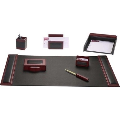 Dacasso Rosewood &amp; Leather Desk Set - 1 Each