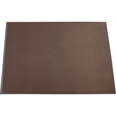 Dacasso Leatherette Square Corner Placemat - Home, Office, Conference Room - 17&quot; Length x 12&quot; Width - Rectangular - Synthetic Suede, Leatherette, Synthetic Leather - Brown - 1Each