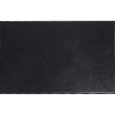 Dacasso Leatherette Square Corner Placemat - Home, Office, Conference Room - 17&quot; Length x 12&quot; Width - Rectangular - Synthetic Suede, Leatherette, Synthetic Leather - Black - 1Each