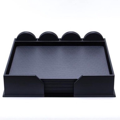 Dacasso Leatherette Conference Room Set - Rectangular - 17&quot; Width - Leatherette, Velveteen - Navy Blue