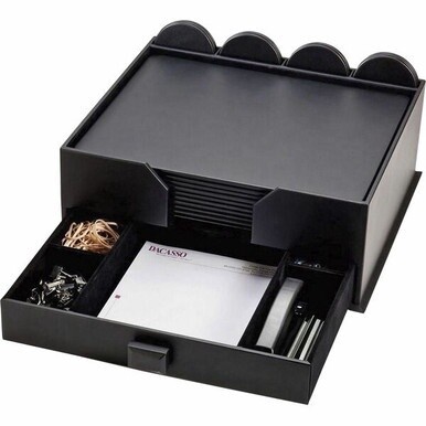 Dacasso Leather Combination Conference Room Set - 12&quot; Height x 16&quot; Width x 18&quot; DepthDesktop - Black - Leather - 1 Each