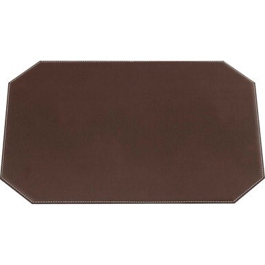 Dacasso Leatherette Cut Corner Placemat - Home, Office, Conference Room - 17&quot; Length x 12&quot; Width - Rectangular - Synthetic Suede, Leatherette, Synthetic Leather - Brown - 1Each