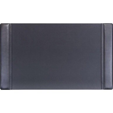 Dacasso Side-Rail Desk Pad - 34&quot; Width x 20&quot; Depth - Felt Backing - Leather - Black