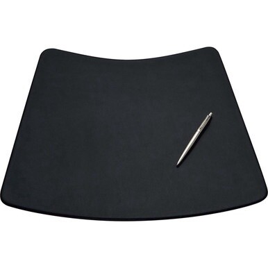 Dacasso Round Table Leather Conference Pad - Rectangular - 17&quot; Width - Top Grain Leather - Black