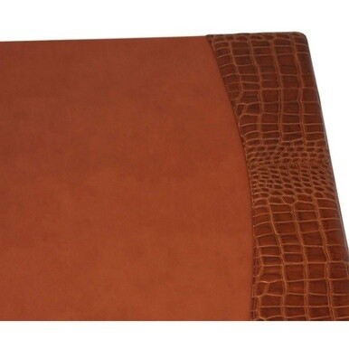 Protacini Cognac Brown Italian Patent Leather 34&quot; x 20&quot; Side-Rail Desk Pad - Rectangular - 34&quot; Width - Italian Leather, Velveteen - Cognac Brown