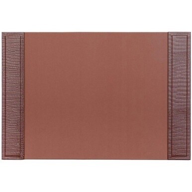 Dacasso Crocodile Embossed Side-Rail Desk Pad - Rectangular - 22.5&quot; Width x 17.25000&quot; Depth - Felt Tan Backing - Top Grain Leather - Brown