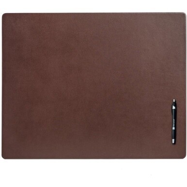 Dacasso Leather Desk Mat - Rectangular - 24&quot; Width x 19&quot; Depth - Felt - Leather - Chocolate Brown