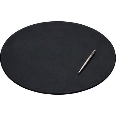 Dacasso Oval Conference Pad - 17&quot; Width x 14&quot; Depth - Felt Backing - Leather - Black