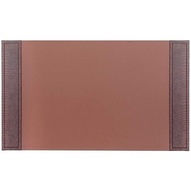 Dacasso Crocodile Embossed Side-Rail Desk Pad - 20&quot; Width - Leather - Brown - 1Each