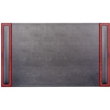 Dacasso Rosewood &amp; Leather Side-Rail Desk Pad - 20&quot; Width - Leather - Black - 1Each